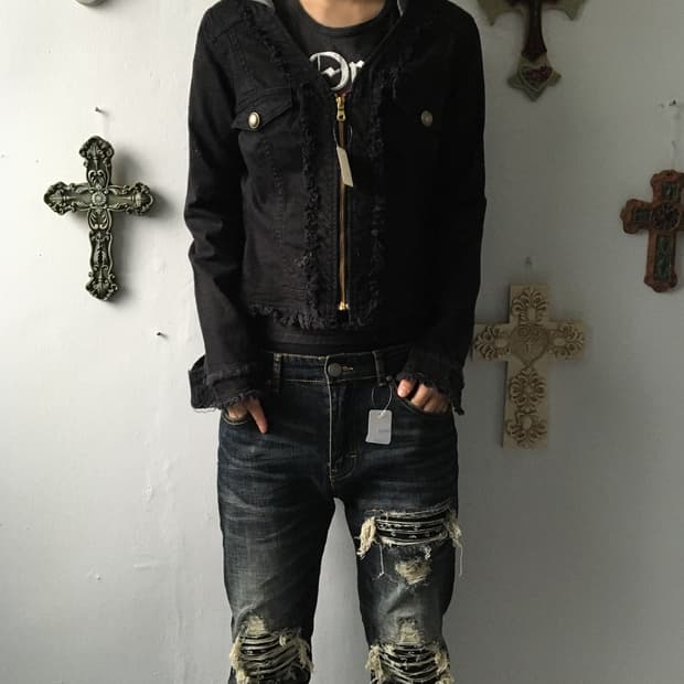 Hood layered grunge point jacket