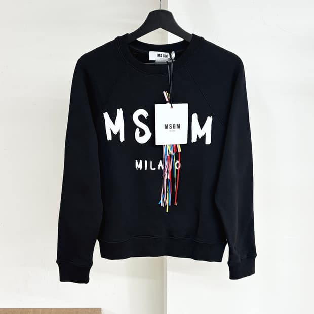 MSGM 블랙 로고 크루넥 스웻 셔츠