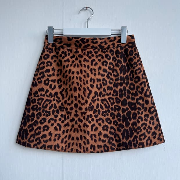 호피 스웨이드 미니 스커트