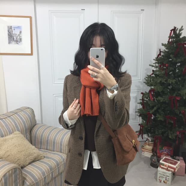 자라 울 체크 블레이저 브라운