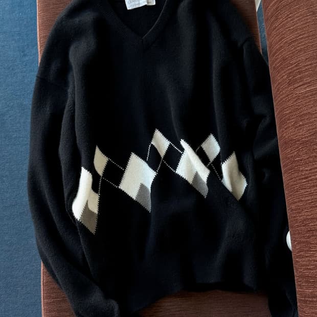 Rambs wool design pattern v-neck knit