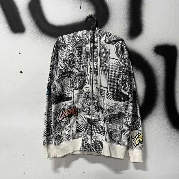 빌라봉 카툰 풀 패턴 풀 집업 후디