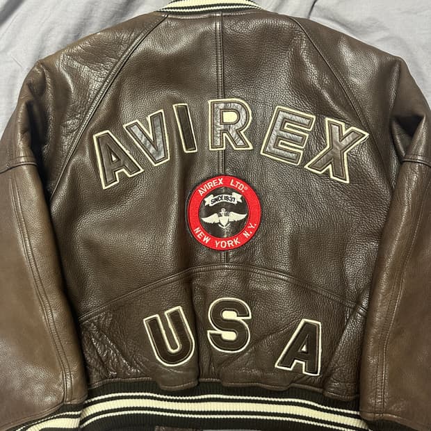 아비렉스 90s USA 바시티 가죽자켓 xs