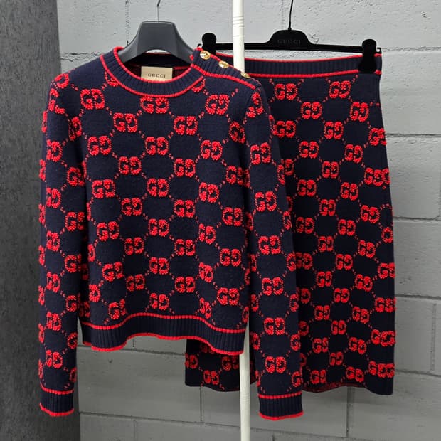 백화점판 / 구찌 GG 자카드 부클레 금장 니트 스커트 셋업 여성S