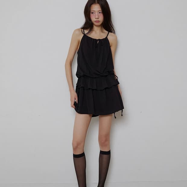 렌세 Shirring Frill Layered Sleeveless