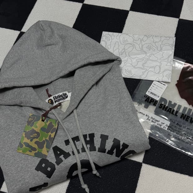 베이프 컬리지 풀오버 후드 그레이