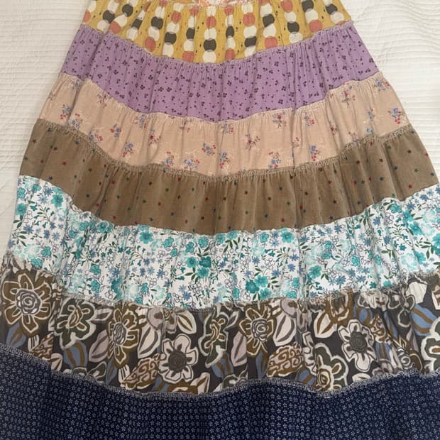 빈티지 모리 모리걸 패치 캉캉 롱 스커트