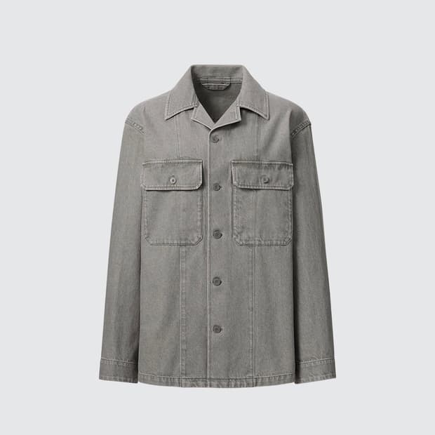 유니클로 U 데님 셔츠 자켓 그레이 M