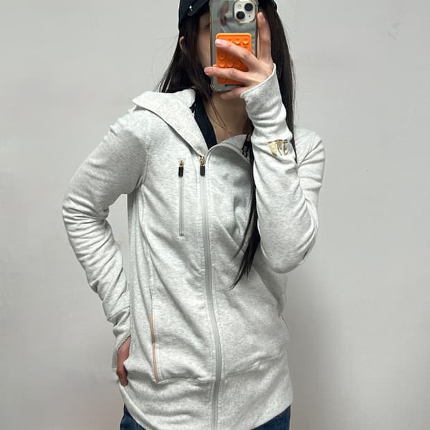 아베크롬비 사선지퍼 코튼 집업 그레이