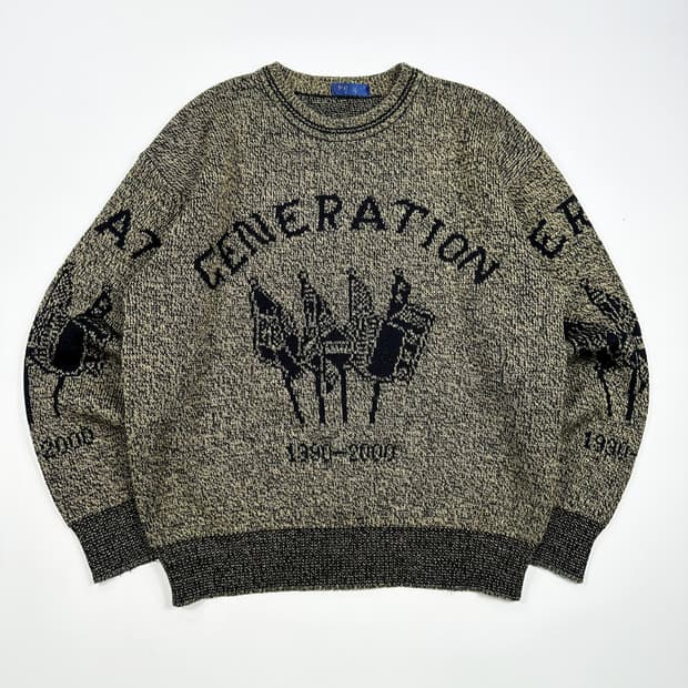 VTG 빈티지 그래픽 케이블 니트 M