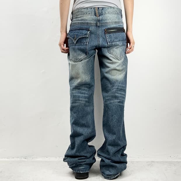 Zip Pocket Flare Denim Pants