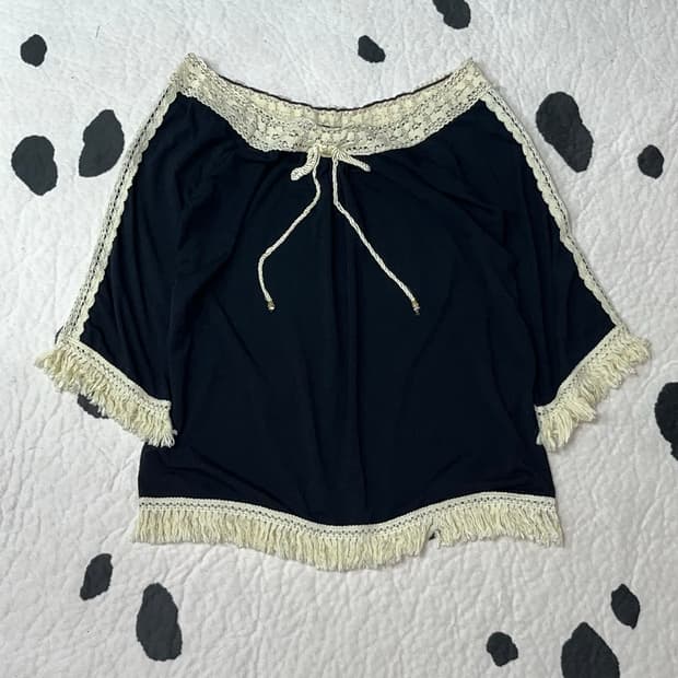 pink mix crochet fringe top
