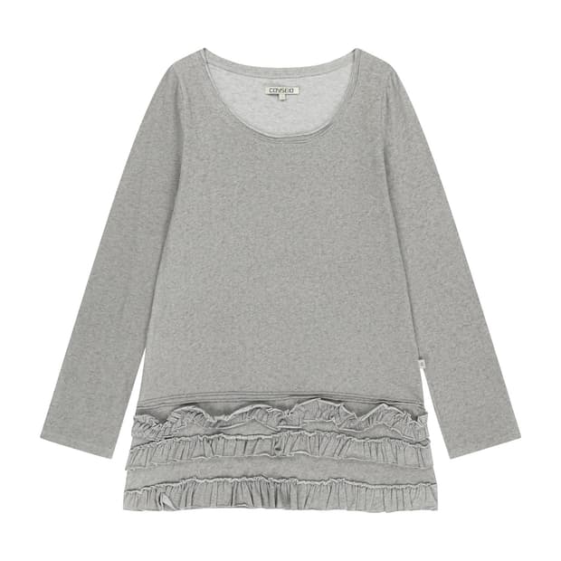 BOTTOM MULTIPLE FRILL DRESS LIGHT GREY