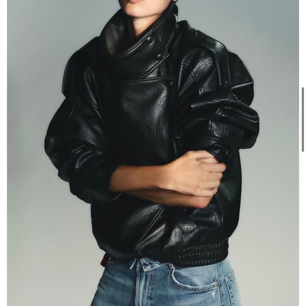 ZARA 자라 하이넥 레더 점퍼 4391/872/800   오도어