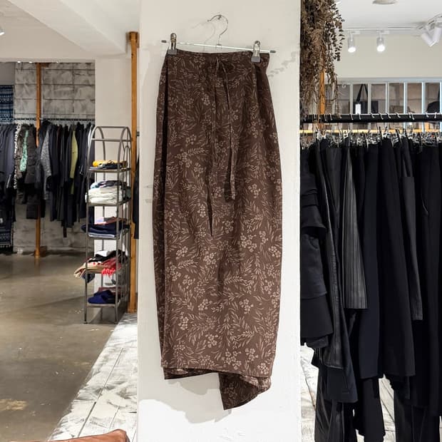 막스마라 브라운 플라워 패턴 롱 랩스커트