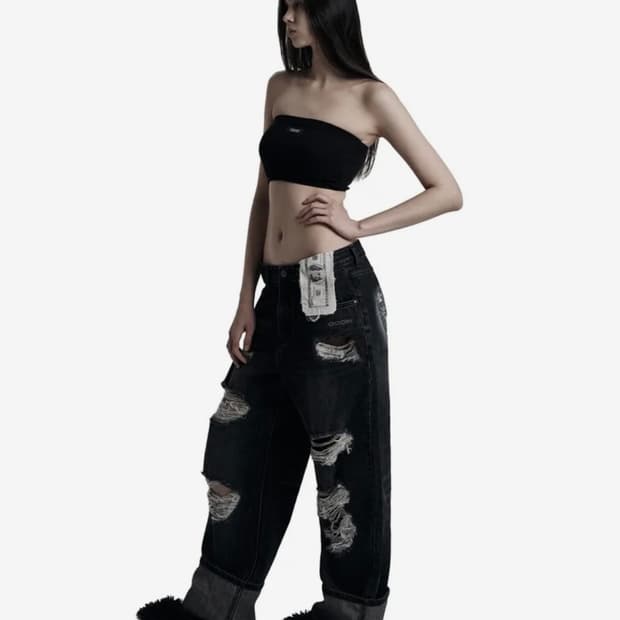 오도어 ODOR Dollar wide denim pants