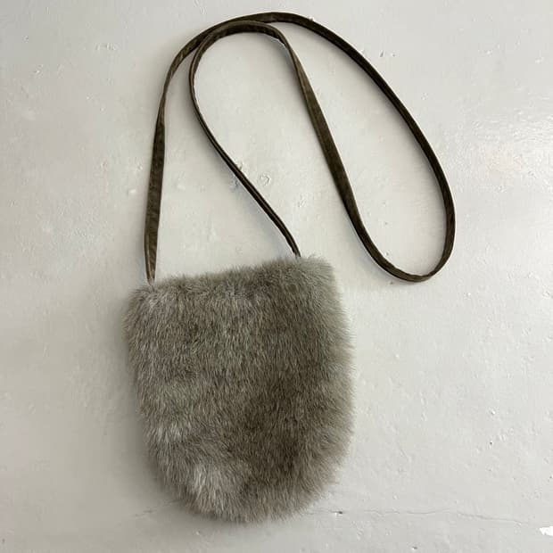 빈티지 퍼 미니 크로스백 인조모피 숄더백