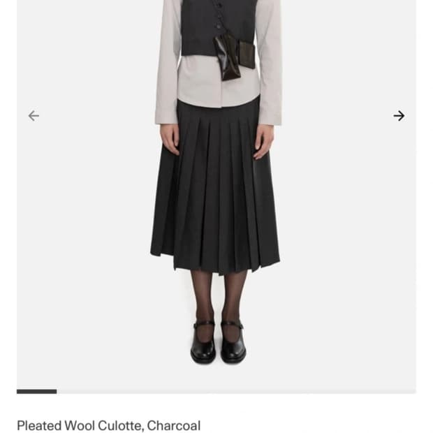 아모멘토 Pleated Wool Culotte, Charcoal