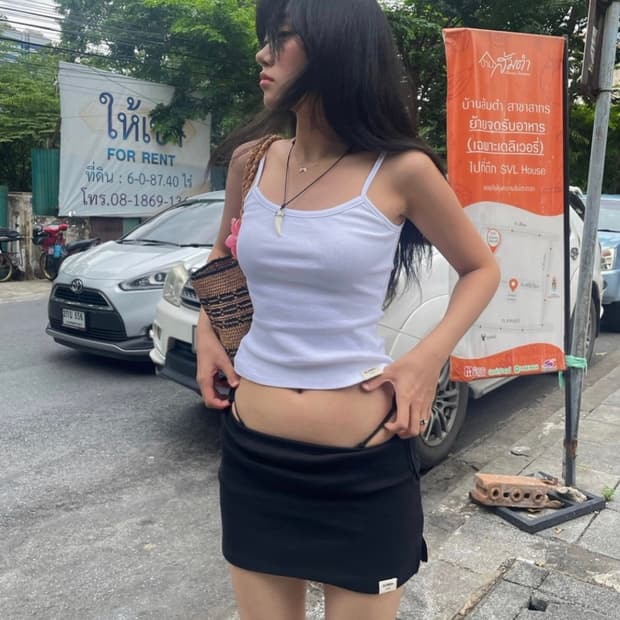 글로니 G 클래식 미니스커트 블랙 