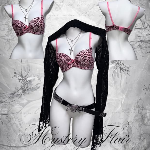 00s 핑크 호피 레오파드 갸루 브라 