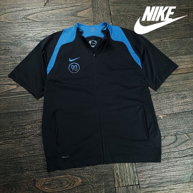 [나이키] 토탈 90 반팔 져지 트랙탑 집업 자켓 네이비 M20185