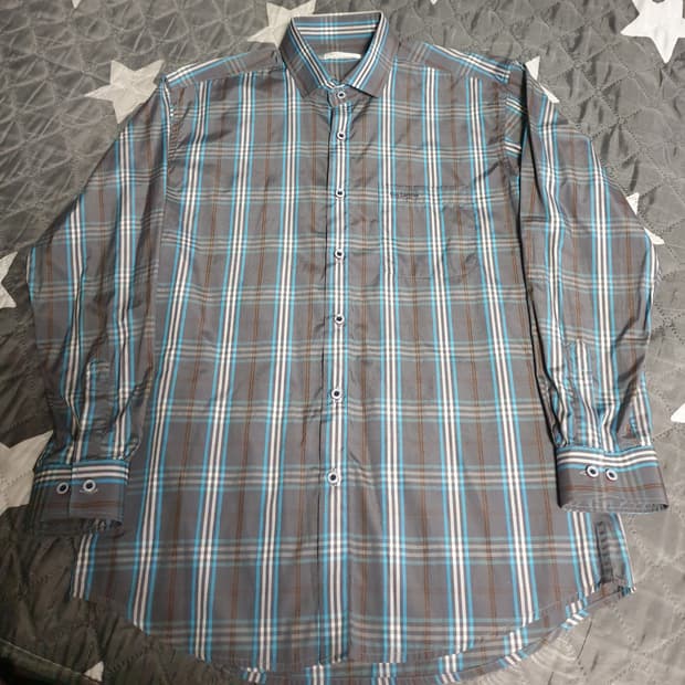 기라로쉬 파리 클래식 체크 춘추용 긴팔 셔츠 그레이 (100)