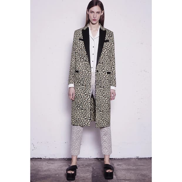 조셉 레오파드 테일러드 하프 코트