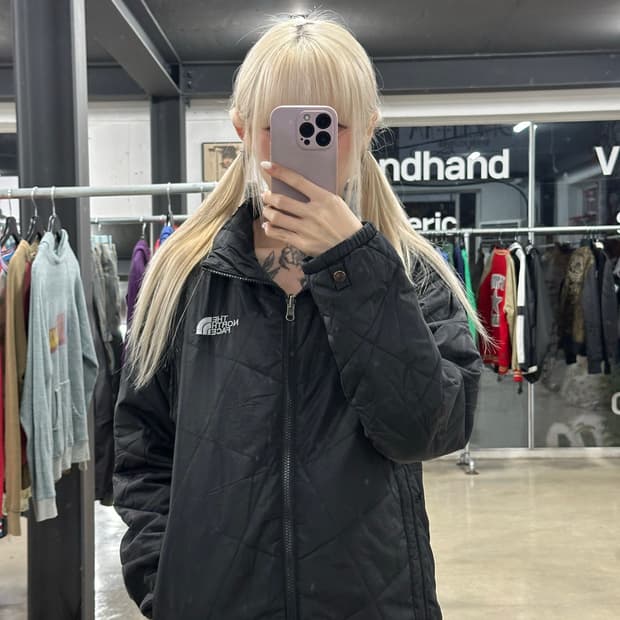 노스페이스 경량 패딩 집업 블랙