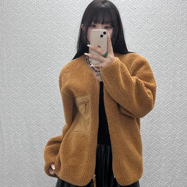 유니클로 U 빈티지 폭닥 뽀글이 후리스 집업 자켓 M C09618