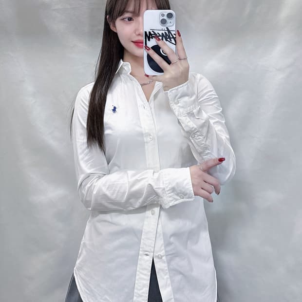 폴로 화이트 딱붙 포니 셔츠