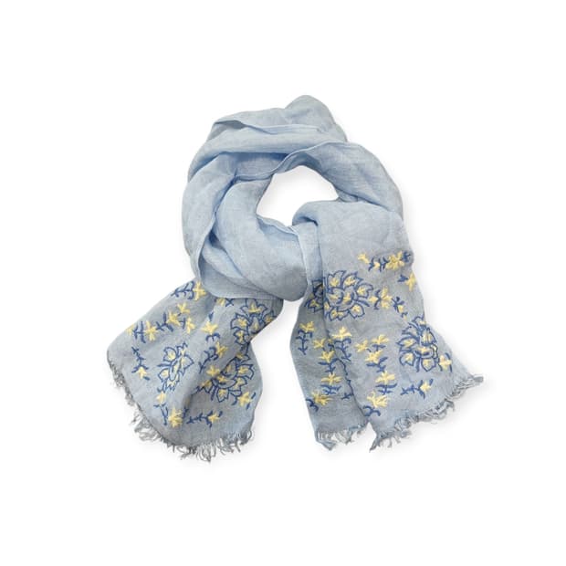 모리걸 블루 자수 스카프