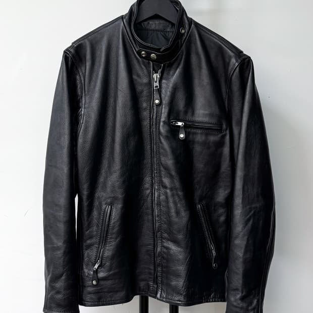 First MFG Co. 싱글 레더 바이커 자켓