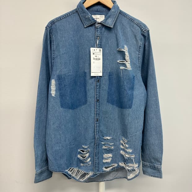 자라 워시드 데미지 셔츠 새상품