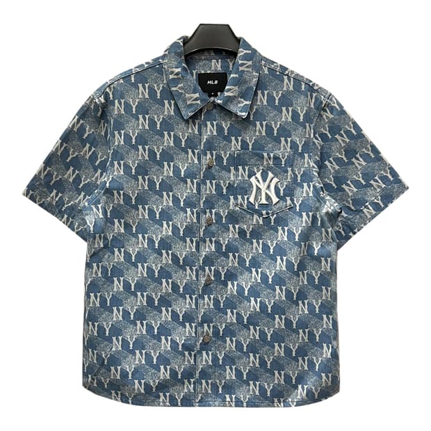 MLB 엠엘비 뉴욕 양키스 모노그램 데님 반팔 셔츠 M