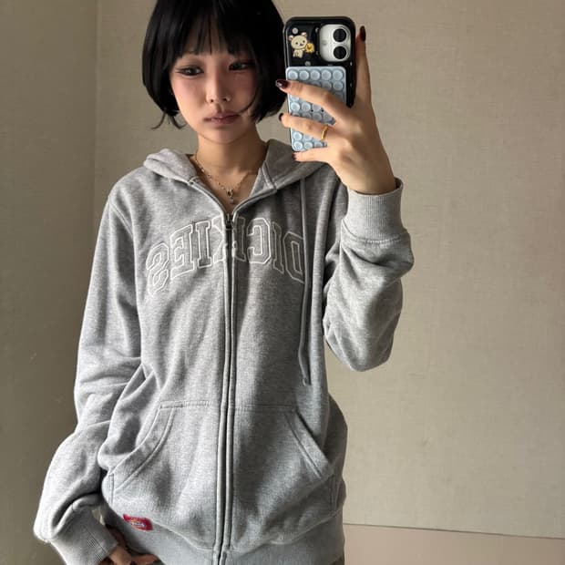 디키즈 그레이 빅로고 후드집업