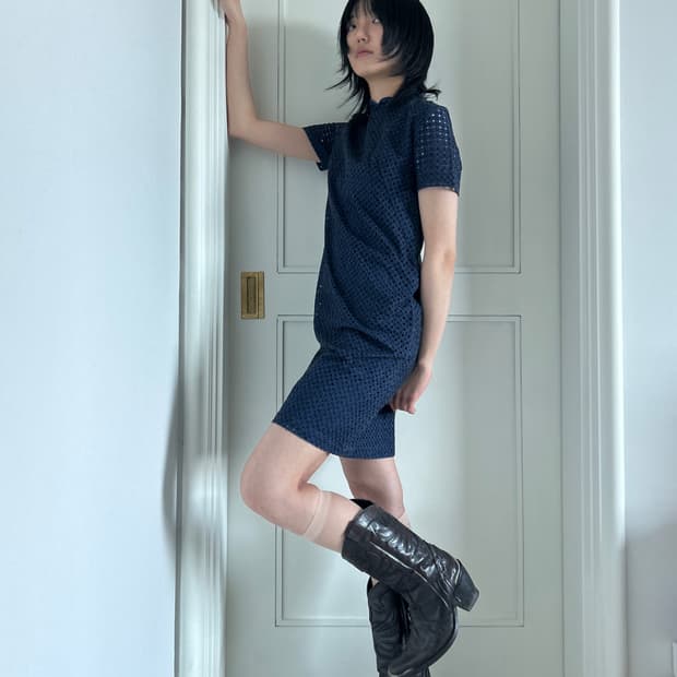 Midnight Blue Qipao-Inspired Dress/치파오