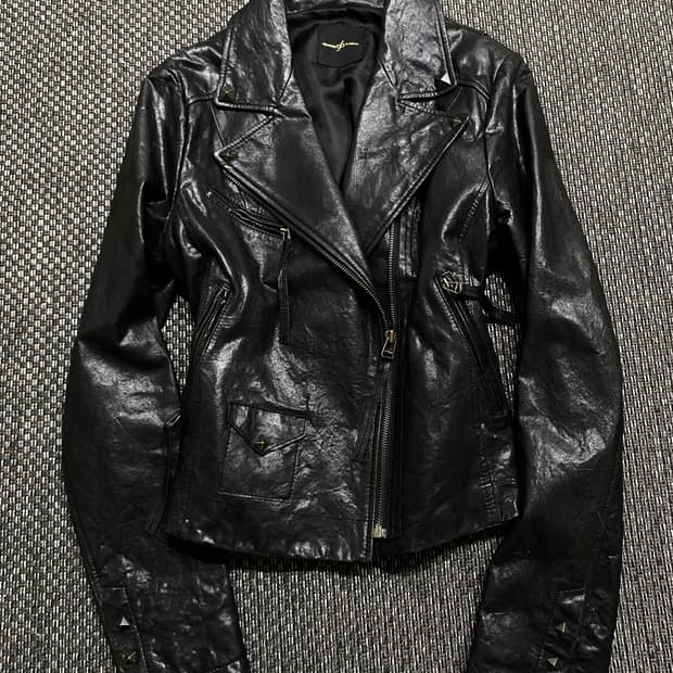 SheepSkin diagonal zipper Detail Jacket