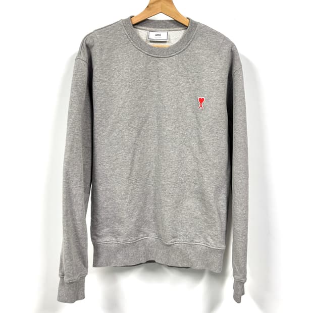 AMI PARIS 아미 레드하트 와펜 그레이 스웻셔츠 L