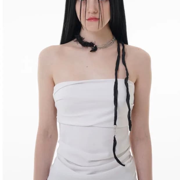 ruru루루 초커 목걸이 ROUGH SCARF NECKLACE BLACK