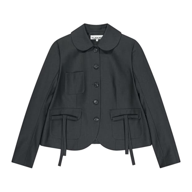 뚜오미오 라운드 카라 리본 자켓 차콜 1사이즈
