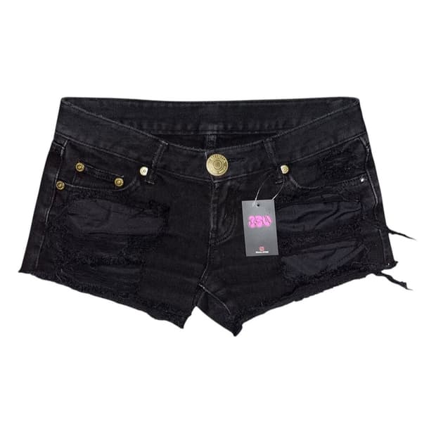 데미지포인트 검정데님숏팬츠 y2k갸루펑크