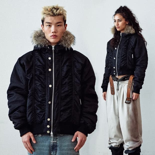 FUR HOODED MA-1 JACKET BLACK