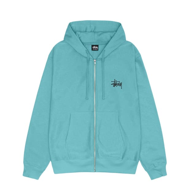 스투시 베이직 스투시 후드 집업 오션 2024