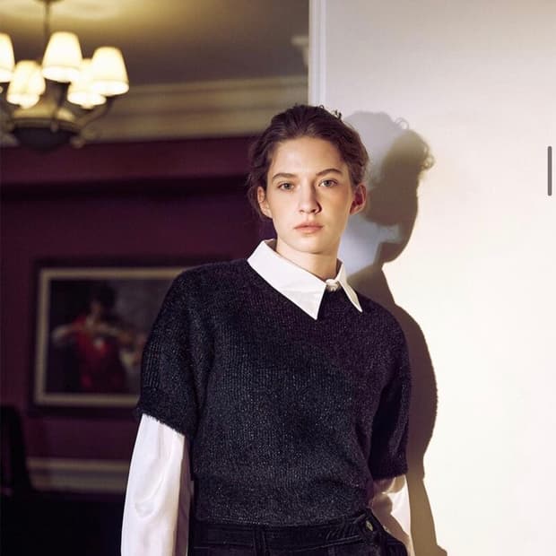 루에브르 Fluffy Short Sleeve Knit Top + Arm 