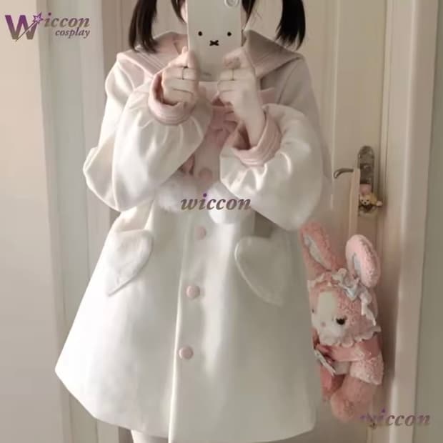 양지뢰 핑크 세일러 코트 히메갸루 양산형 빈티지 하트 단