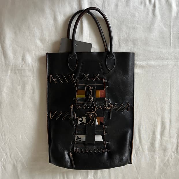 cut out leather tote