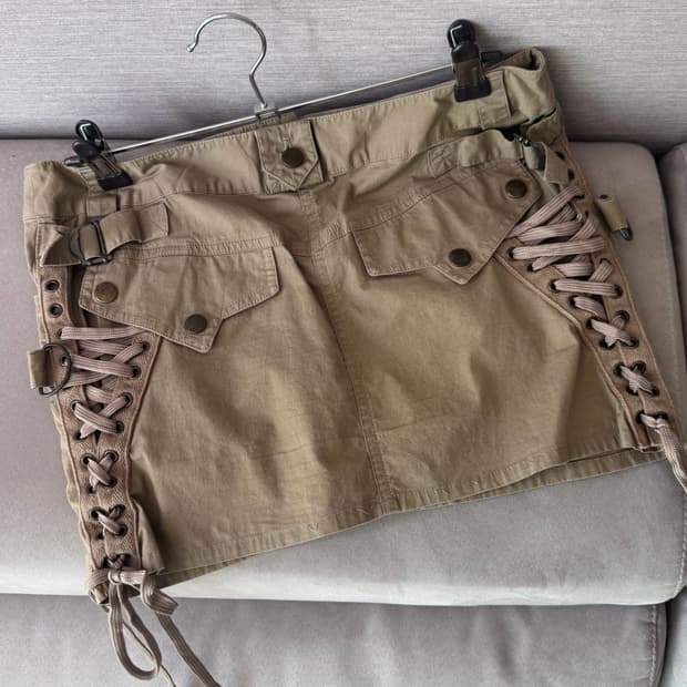 brown ribbon detailed skirt