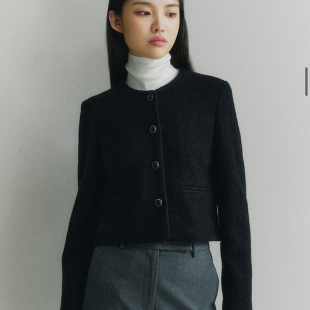 더니트컴퍼니 울 블렌드 트위드 자켓 black