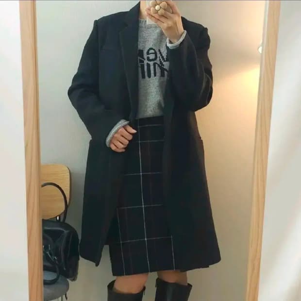 (88-98-165)SJSJ 울 캐시미어 모직 여성 코트 차콜