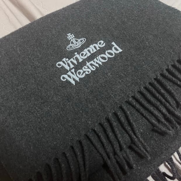 비비안웨스트우드 자수로고 울 목도리 머플러 스카프 그레이